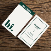 Lässig Hello Forest Green Typografie White Visitenkarte