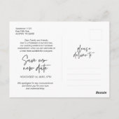 Lässig Minimal, Rett unser neues Datum, Zurückgest Postkarte (Rückseite)