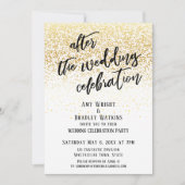 Lässig nach der Hochzeitsfeier Gold Confetti Einladung (Vorderseite)