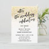 Lässig nach der Hochzeitsfeier Gold Confetti Einladung (Stehend Vorderseite)