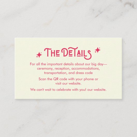 Lässig nichts Extravagant nur Liebe Hochzeitsdetai Begleitkarte (Vorderseite)