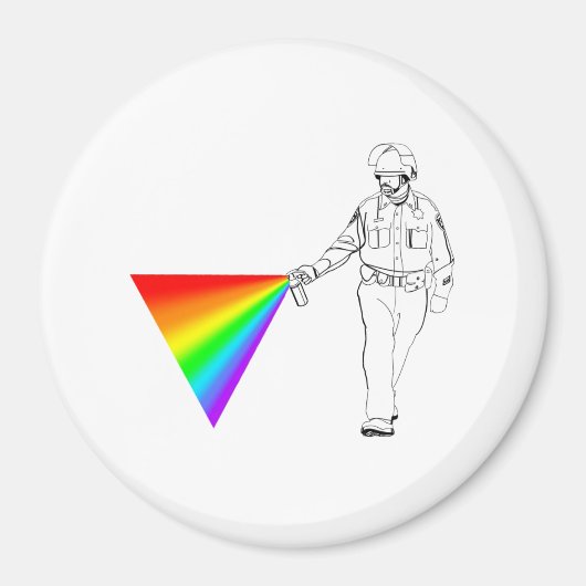 Lässig Pepper Spray Polizist Regenbogen Magnet (Vorne)