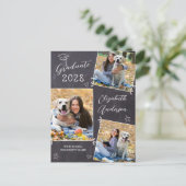 Lässig Rustikal 3 Foto Chalkboard Abschluss Einladungspostkarte (Stehend Vorderseite)