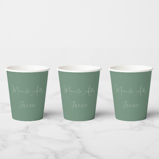 Lässig Sage Green Einfaches Skript Minimalistische Pappbecher (Multi)