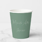 Lässig Sage Green Einfaches Skript Minimalistische Pappbecher (Vorderseite)