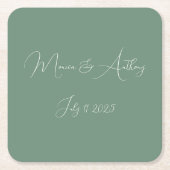 Lässig Sage Green Einfaches Skript Minimalistische Rechteckiger Pappuntersetzer (Vorderseite)