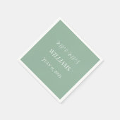 Lässig Sage Green Einfaches Skript Minimalistische Serviette (Ecke)