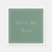 Lässig Sage Green Einfaches Skript Minimalistische Serviette (Vorderseite)