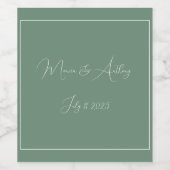 Lässig Sage Green Einfaches Skript Minimalistische Weinetikett (Einzelnes Label)