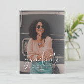 Lässig Script Imitats Vellum Foto Abschluss Ankündigung (Stehend Vorderseite)