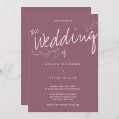 Lässig Simple Modern Mauve Typografie Einladung (Vorne/Hinten)