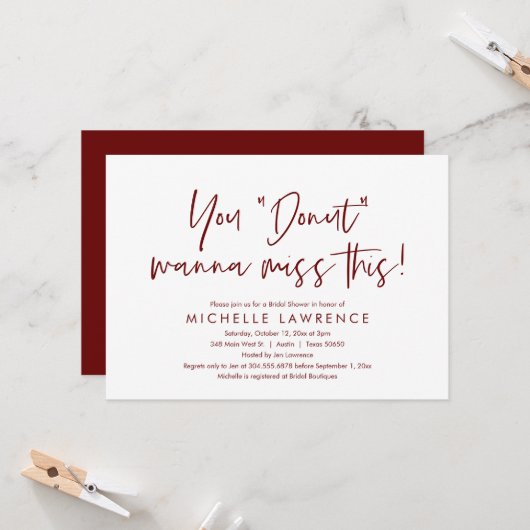 Lässig und Spaß, Brautparty Donut Party Einladung (Vorderseite/Rückseite Beispiel)