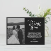 Lässig Vielen Dank, dass Sie Script Black Wedding Dankeskarte (Stehend Vorderseite)