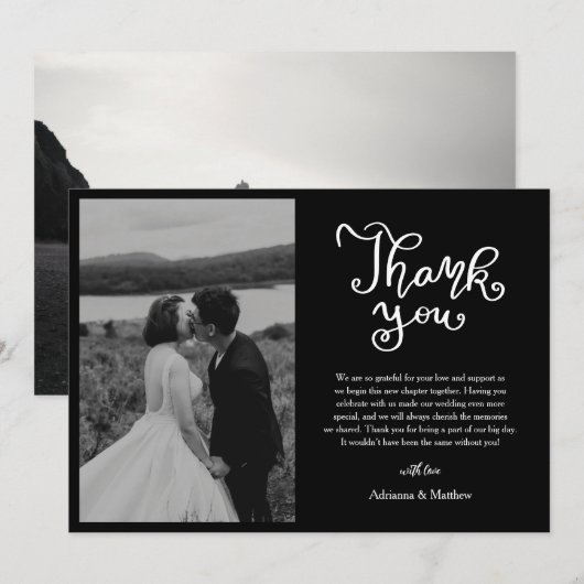 Lässig Vielen Dank, dass Sie Script Black Wedding  Dankeskarte (Vorne/Hinten)