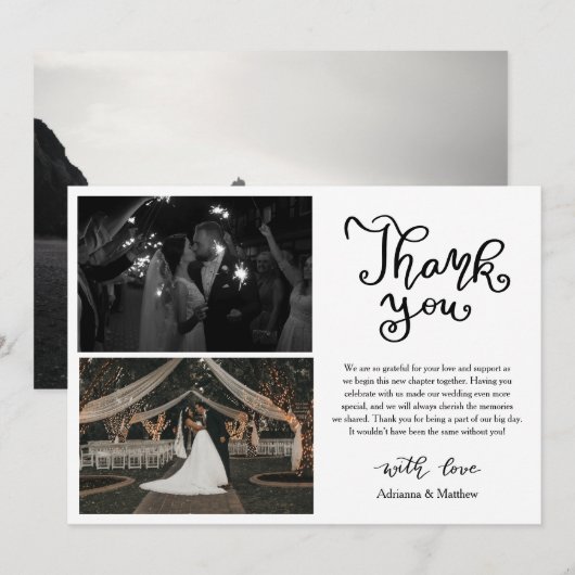 Lässig Vielen Dank, dass Sie Script Wedding Foto C Dankeskarte (Vorne/Hinten)