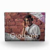 Lässig White Script Abschluss Moderner Fotoblock (Vorderseite)