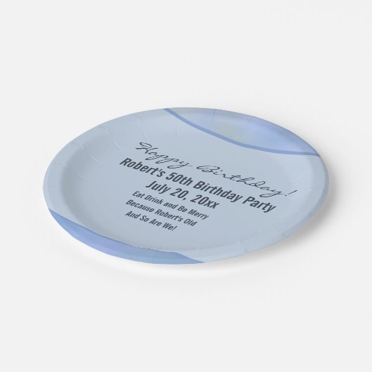 Lässige Abstrakt-blaugelbe Muster - Ereignisdetail Pappteller (Schrägansicht)