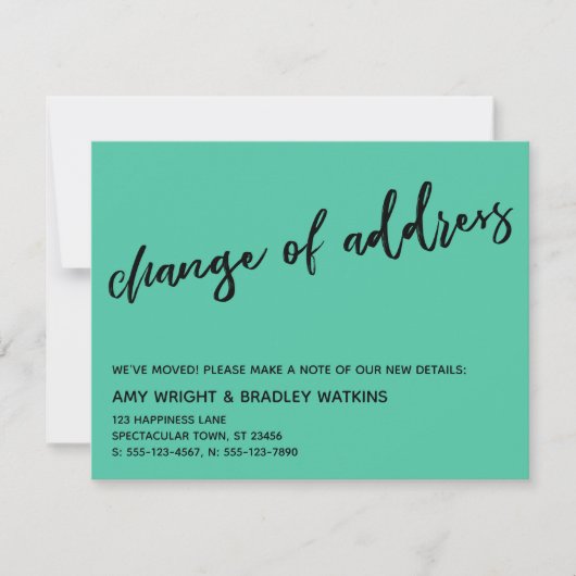 Lässige Änderung der Anschrift Biscay Green Ankünd Mitteilungskarte (Vorderseite)