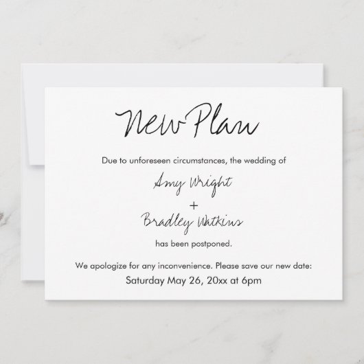 Lässige Ankündigung "Neuer Plan" (Vorderseite)