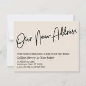 Lässige Ankündigung unserer neuen Adresse Cream (Vorderseite)