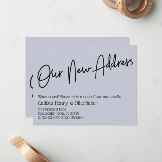 Lässige Ankündigung unserer neuen Adresse Dusty Bl (Vorderseite/Rückseite Beispiel)