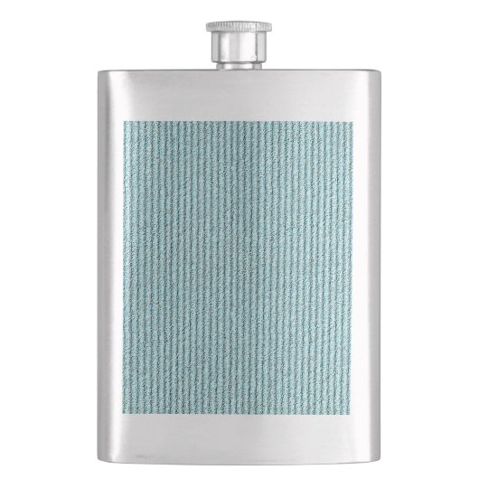 Lässige Aqua-Kordelstreifen-Muster Flachmann (Vorderseite)