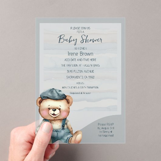 Lässige Bear Baby Dusche Einladung (Insitu (Handheld))