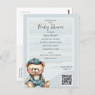 Lässige Bear Baby Dusche Einladung Postkarte