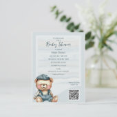 Lässige Bear Baby Dusche Einladung Postkarte (Stehend Vorderseite)