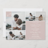 Lässige Blush-Initialen 6 Fotos Hochzeit Einladung (Vorderseite)