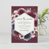 Lässige Burgundy-Hochzeit Save The Date (Stehend Vorderseite)