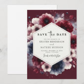 Lässige Burgundy-Hochzeit Save The Date (Vorne/Hinten)