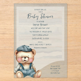 Lässige charmante Bär-Baby-Party-Einladung Acryleinladungen
