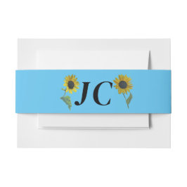 Lässige Country Sonnenblumen & Initialen Hochzeit Einladungsbanderole