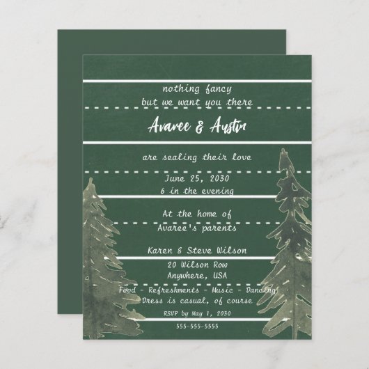 Lässige Einladung zur Hochzeitsfeier in der Schule (Vorne/Hinten)