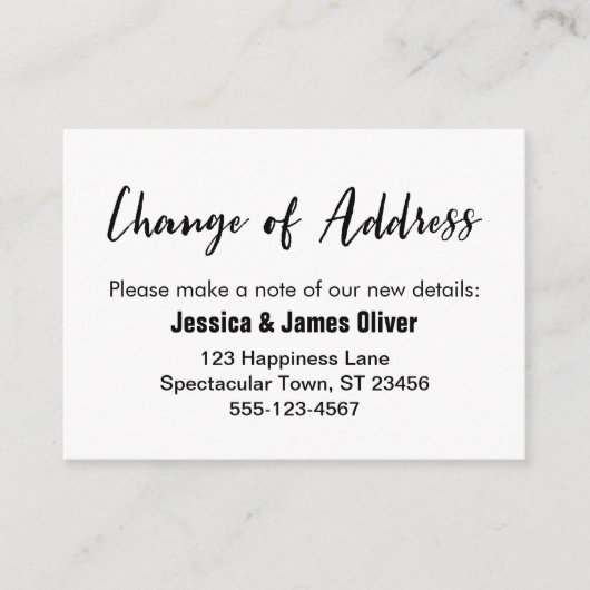 lässige Einsteckkarte "Adressänderung" Begleitkarte (Vorderseite)