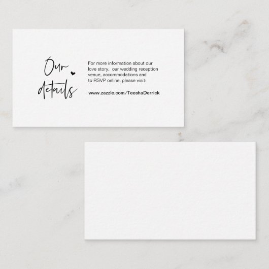 Lässige Eleganz, Minimal, Schwarz, Details zur Hoc Begleitkarte (Vorne/Hinten)