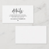 Lässige Eleganz, Schwarzer Schriftart, Hochzeitsde Begleitkarte (Vorne/Hinten)