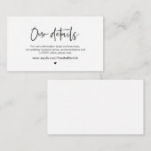 Lässige Eleganz, Schwarzer Schriftart, unsere Hoch Begleitkarte (Vorne/Hinten)