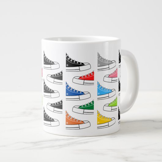 Lässige Farbenfrohe Sneakers Riesencoffee Tee Tass Jumbo-Tasse (Vorderseite Rechts)