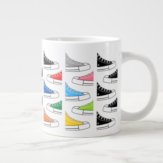 Lässige Farbenfrohe Sneakers Riesencoffee Tee Tass Jumbo-Tasse (Rechts)