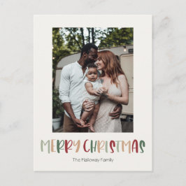 Lässige Farbige Weihnachtsfeier Vertical Single Fo Feiertagspostkarte