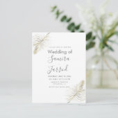 Lässige Feather Gold Minimal Hochzeit Postkarte (Stehend Vorderseite)