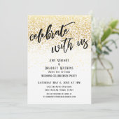 Lässige Feier mit US-Gold-Confetti-Empfang Einladung (Stehend Vorderseite)