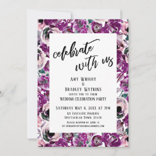 Lässige Feier mit US Pink-Aquarellfarben-Blume Einladung