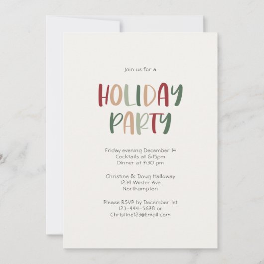 Lässige Feiertage Einladung (Vorderseite)