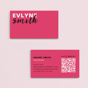 Lässige Feminine Bold Pink QR Code Typografie Visitenkarte