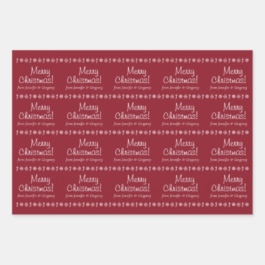 Lässige "Frohe Weihnachten!" + Personalisierte(n)  Geschenkpapier Set (Vorderseite)