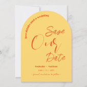 Lässige Fun Yellow Summer Wedding rettet das Datum Einladung (Vorderseite)