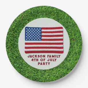 Lässige gehäkelt amerikanische Flagge patriotisch Pappteller